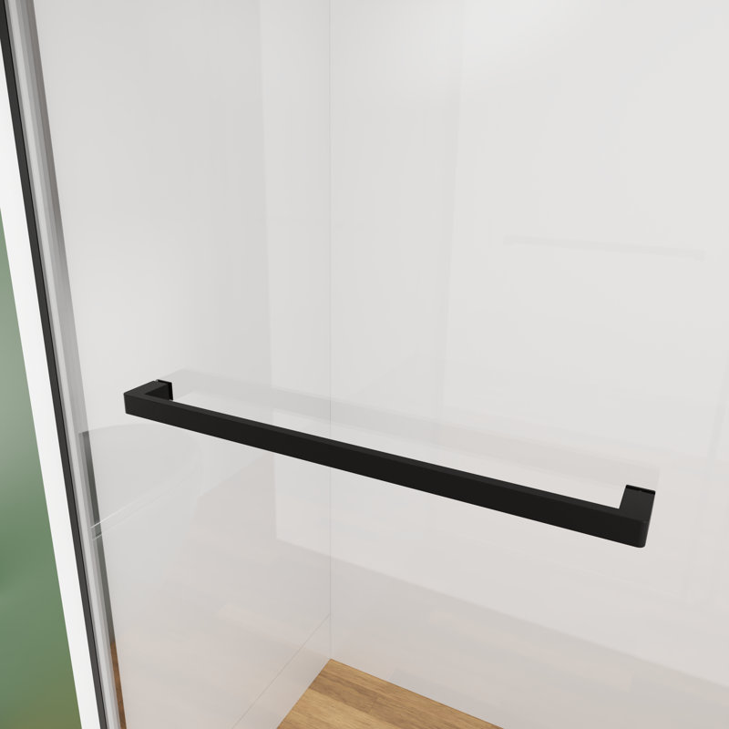 60 In. W X 72 In. H Semi-Frameless Double Sliding Shower Door With 1/4 In. Tempered Clear Glass, Matte Black Finish | Gift Idea