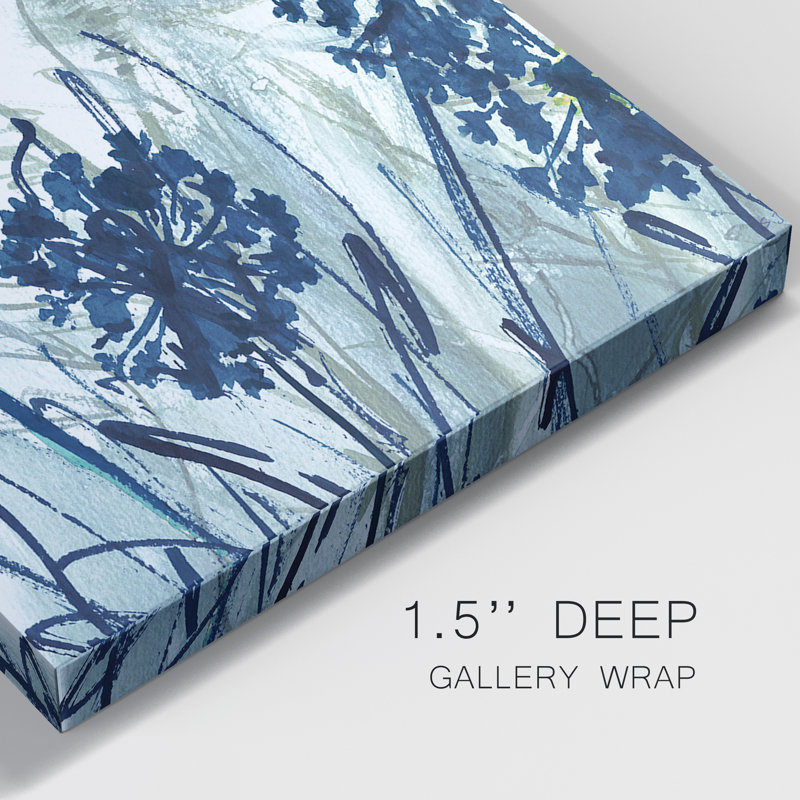 Indigo Field I - ensemble de 2 peintures, H 24 po x l 48 po x P 1 po, Toile tendue