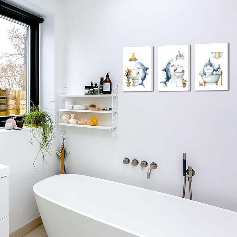 Shark Bathroom Wall Art Set of 3,30x40cm