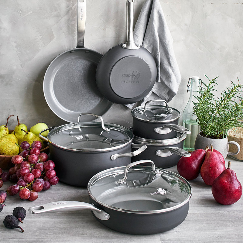 Gray 10-Piece Aluminum Ceramic Nonstick Cookware Set