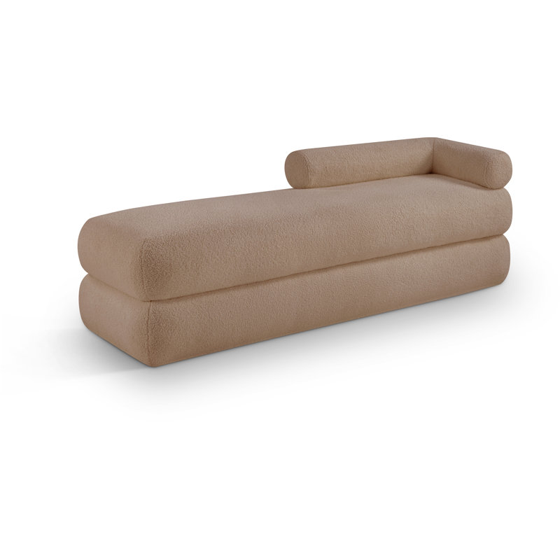 Banc rembourré en tissu Kennedy Eilynn Teddy, Tissu beige en fausse peau de mouton