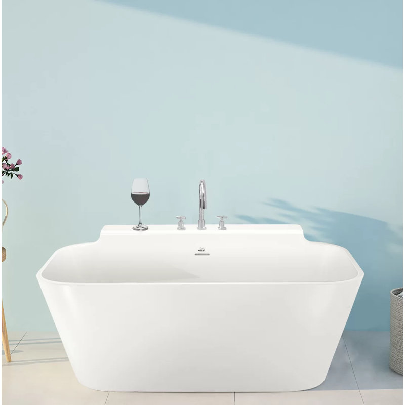 Baignoire autoportante 57 po x 36 po Richmond, Blanc lustré, Nickel poli