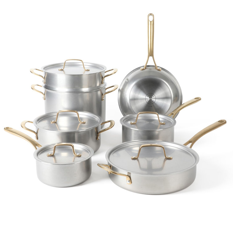 12pc Stainless Steel Cookware Set With 6pc Pan Protectors Silver