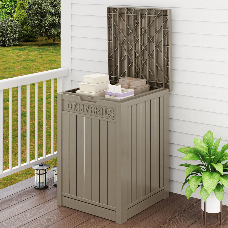 Edrosie Inc 51 Gallon Resin Trash Cans for Porch & Curbside, Black, Brown