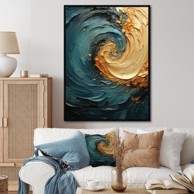 Or bleu sarcelle spirale océan IV - impressions abstraites sur toile