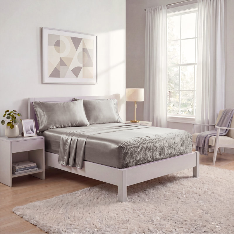 Ensemble de draps 4 pièces BedTite, King Sheet Set with 2 Pillowcases, Silver