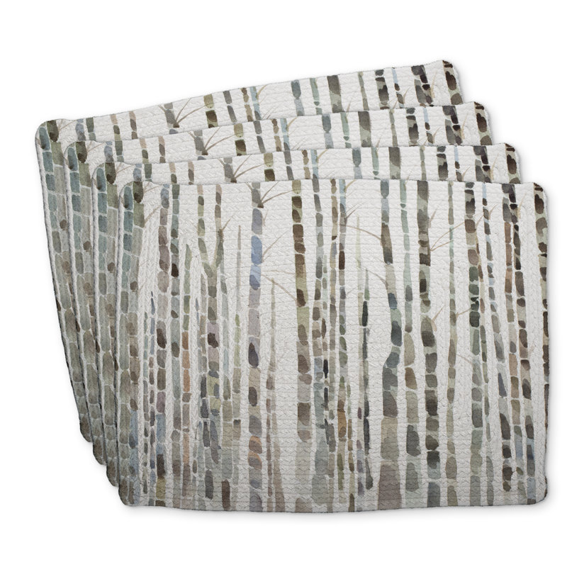 Braided Polyester Placemats Set of 4 - Birch Trees Design