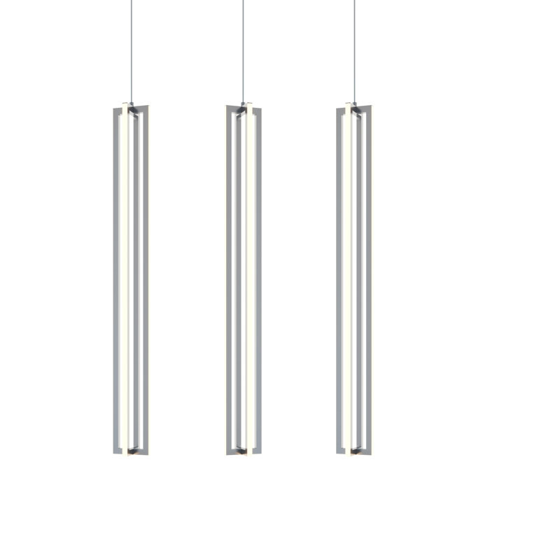 Luminaire suspendu linéaire à 1 lumière pour îlot de cuisine Morairity, H 36 po x l 5 po x P 36 po, Nickel satiné