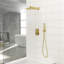 Pomme de douche carrée de 10 pouces - double or avec fixation murale et valve équilibrée pour une expérience de douche confortable