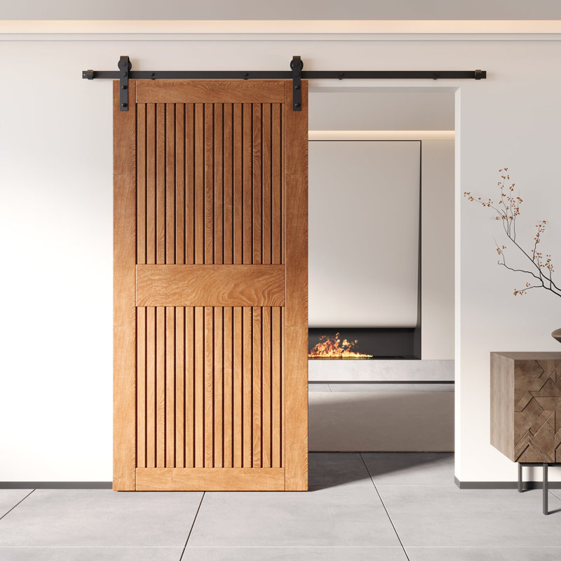 Porte de grange en bois de pin à finition verticale Homacer à rayures verticales Homacer, 50 po x 84 po