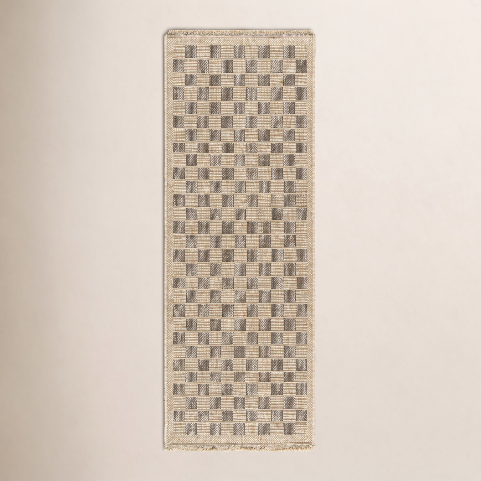 Abbie Checkered Outdoor Rug, Runner 2'7" x 7'3"