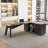 63 inches Executive Desk and 47" lateral File Cabinet, L-Shaped Desk with Storage Shelves and Doors, Modern Business Furniture Desk,Writing Table Computer Desk for Home Office