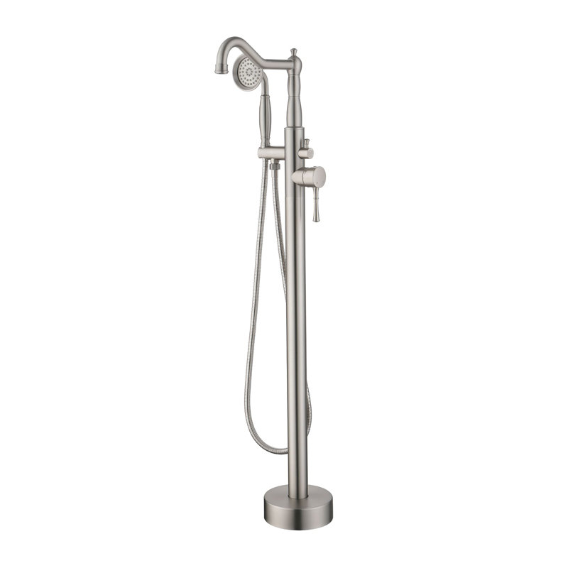 Floor Tub Filler with Diverter, Brushed Nickel