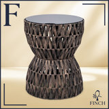 Finch Twysted Hourglass Side Table, Storage or Nightstand, With Removable Lid, Modern Boho Style