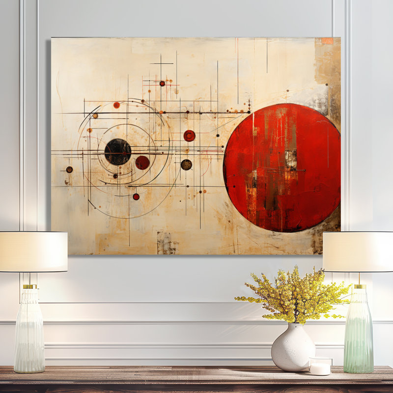 Lune rouge mercure rétrograde - paysage abstrait, art mural, Toile tendue, H 12 po x l 20 po