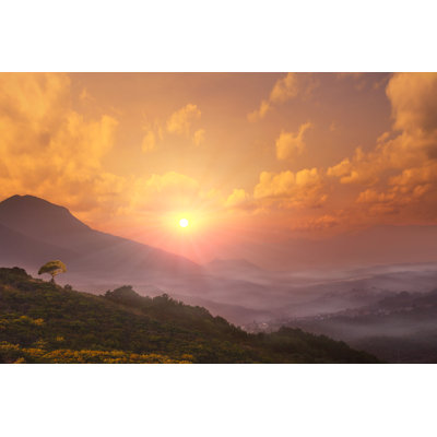 Misty Morning In Small Town by Alexander_Tarassov - Wrapped Canvas Print