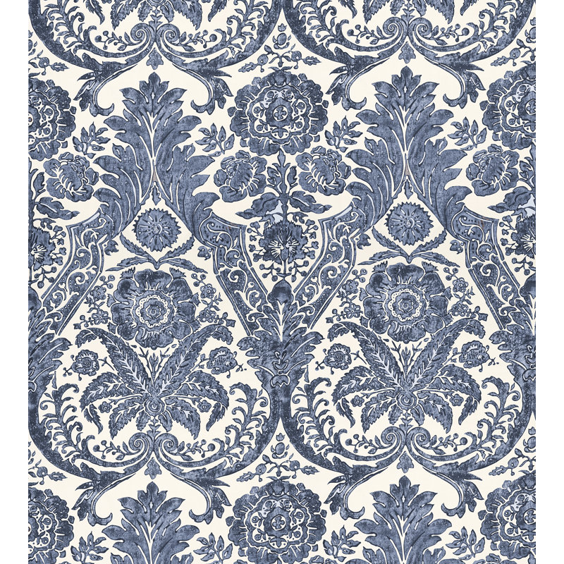 Oriana Damask Wallpaper Roll, Denim