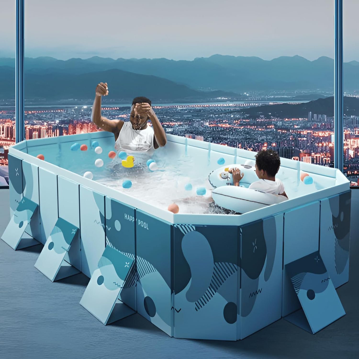 MEIGLQEA Foldable Swimming Pool Non-Inflatable Swimming