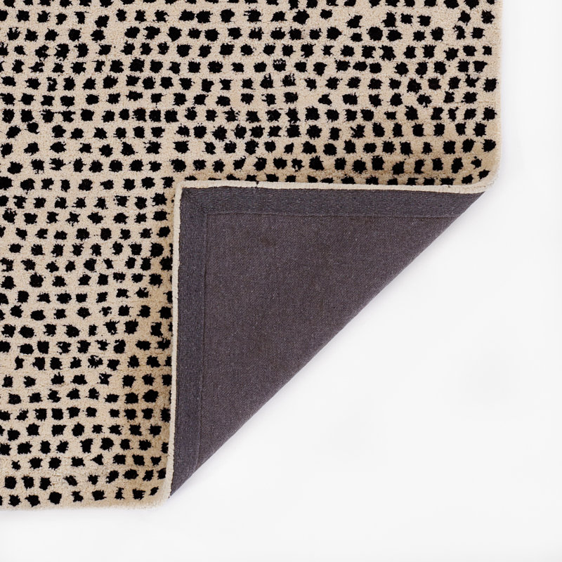 Shentel Hand Tufted Wool Area Rug in White/Black, Runner 2'3" x 8'