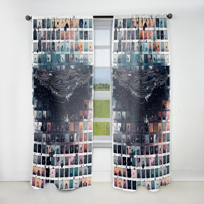 Halden - Blue And Orange Vibrant Paradoxes I - Modern Velvet Curtain - Room Darkening - 1 panel