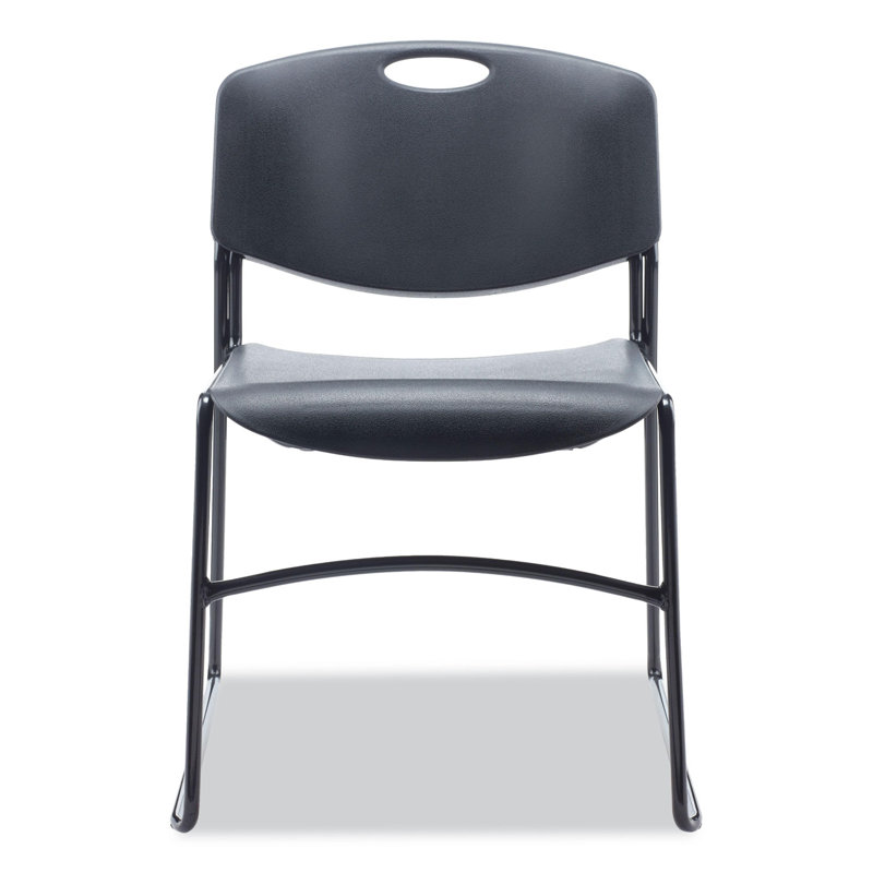 Black Metal Armless Stackable Reception Chair