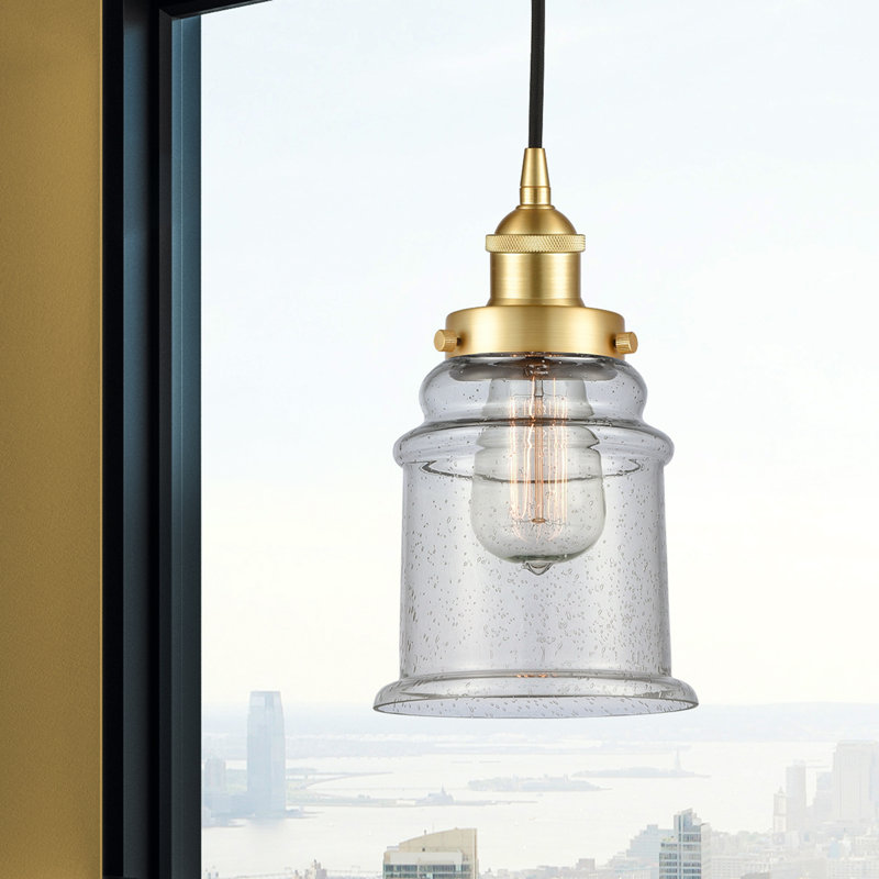 Luminaire suspendu cylindrique à 1 lumière Amiriya, H 11 po x l 6 po x P 6 po, Or satiné
