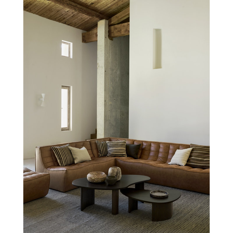 N701 Modular Sofa Set - Combo Left - 1 Seater + 3 Seater + 90° Round Corner, Old Saddle Genuine Leather