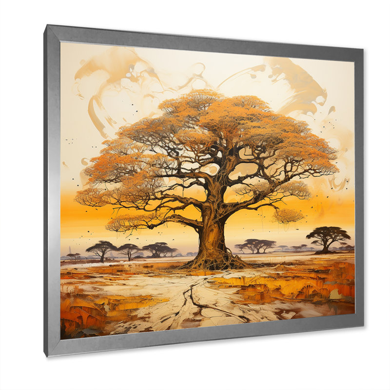 Arbre sauvage d'Afrique, art mural 1, Argent, H 36 po x l 36 po