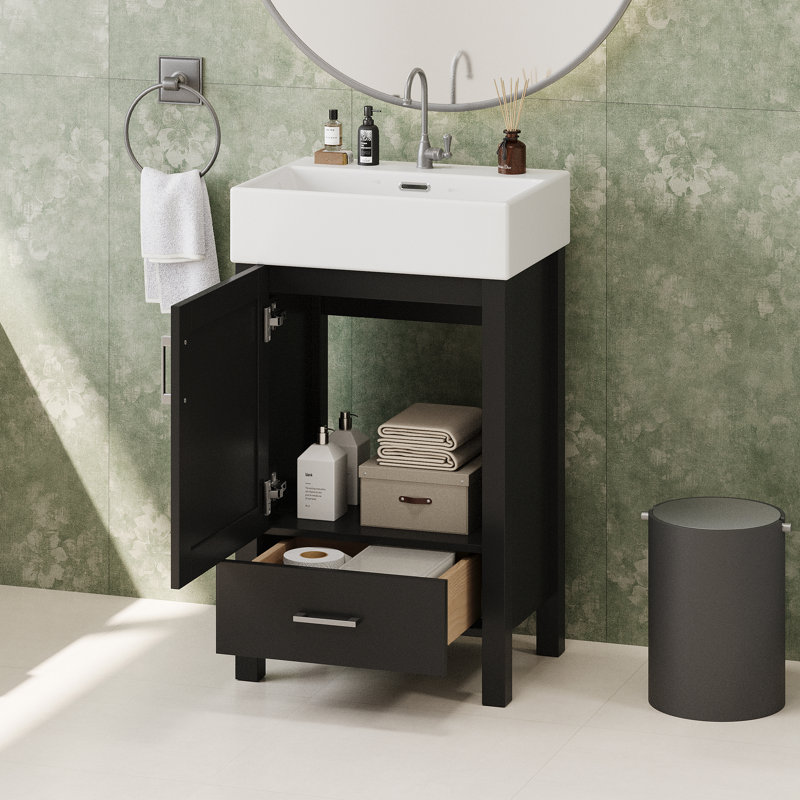 20.2" Sink Vanity with Top and Drawer, Black