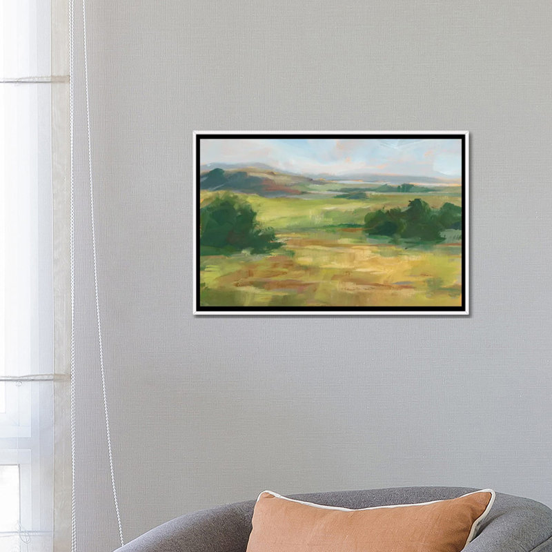 Reproduction d’art, "Green Valley I" par Ethan Harper, Toile blanche encadrée, H 18 po x l 26 po x P 1,5 po, Pas de tapis