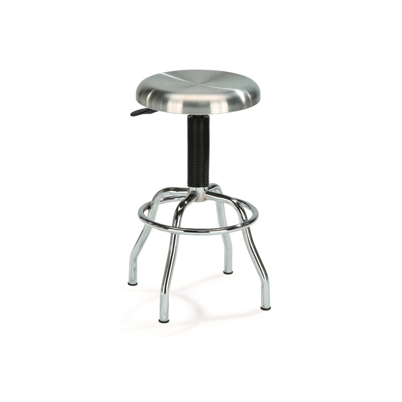 Tabouret de bar transitionnel en acier inoxydable - réglable, pied en plastique, argenté pour chaise de cuisine et de garage, rotation réglable sur 360 degrés, assemblage facile et finition