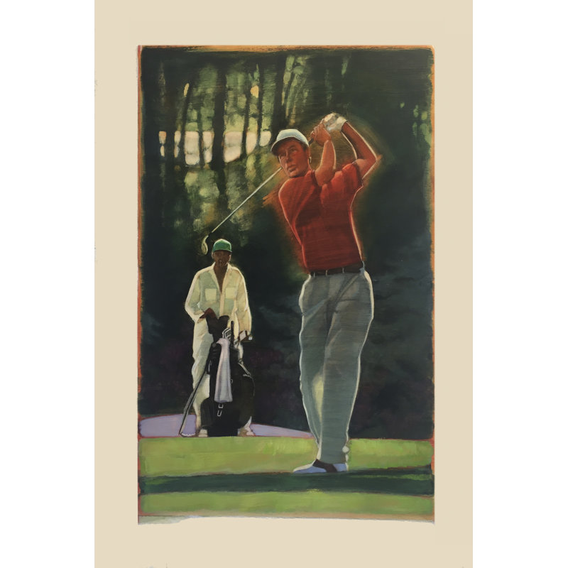 Le golfeur par Bruce Dean - peinture sur toile tendue, H 48 po x l 32 po