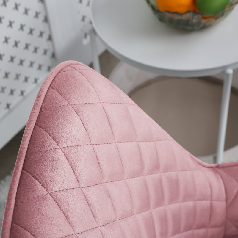 Asfand 49cm H Velvet Upholstered Side Chair, Gold, Pink 