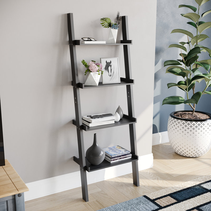Ogilvie 56cm W Ladder Bookcase, Black, 154cm H