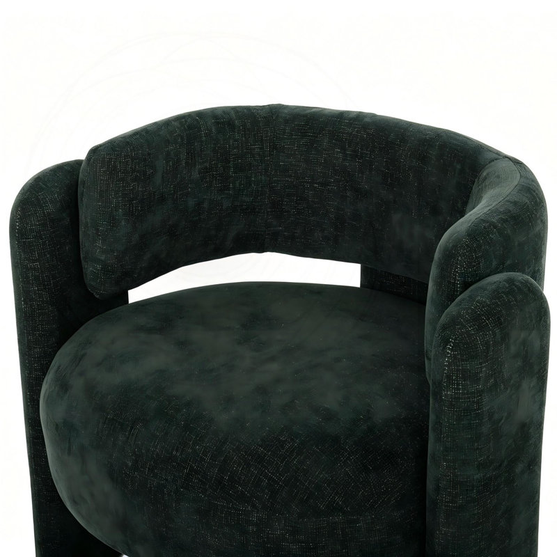 Chaise d'appoint moderne à dossier creux avec tissu texturé, Green Fabric