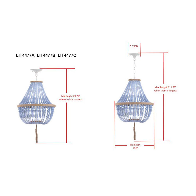 Llandel 3 - Light Dimmable Empire Chandelier, Cream