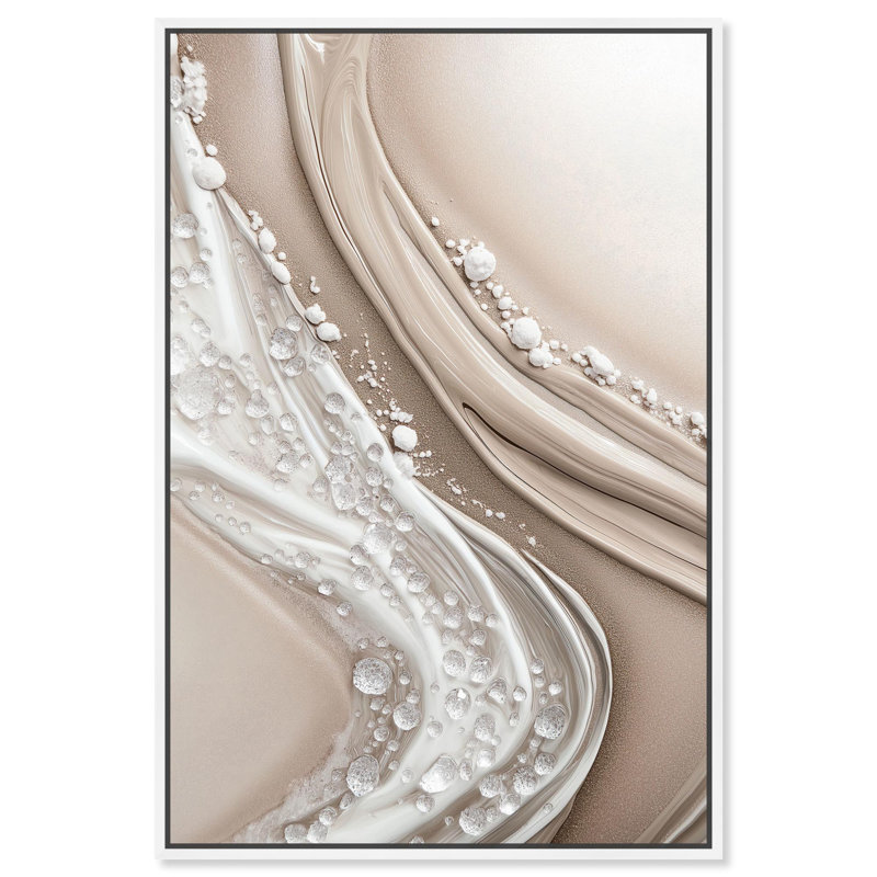 «Viscous Veils I Canvas Elegant Abstracts» par Art Remedy, H 16 po x l 11 po, Cadre blanc