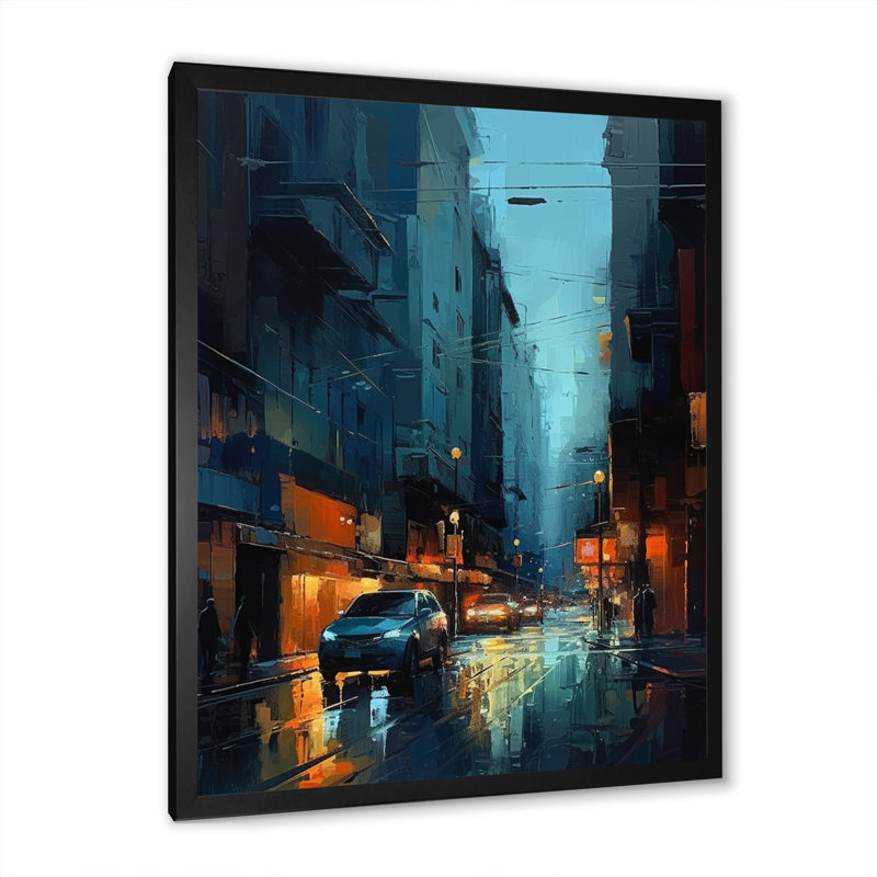 «Black and Blue Perspectives On Urban Life III», reproduction d'art sur toile, H 44 po x l 34 po x P 1,5 po, Cadre photo noir
