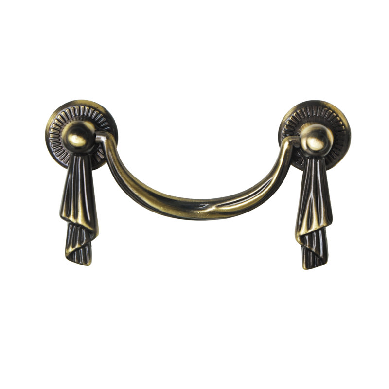 Poignée à tirer Utopia Alley Lauren - Poignées décoratives à tiroirs pour armoires et tiroirs - Quincaillerie d'armoire rétro avec laiton antique fini à la main - Poignée à tirer en métal, centre à centre de 2,5 po (ensemble de 5)