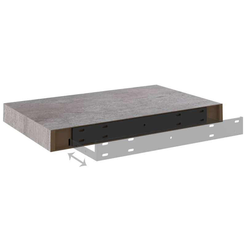 Blus Floating Shelf, Grey, 3.8cm H x 40cm W x 23cm D