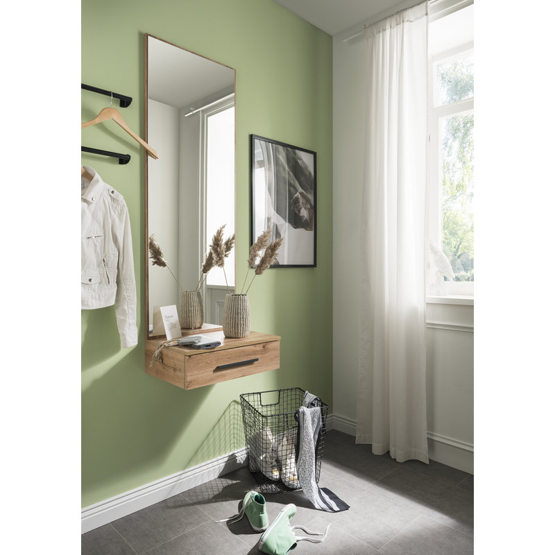 Leocadia Wood Rectangle Wall Mirror, Wotan Oak