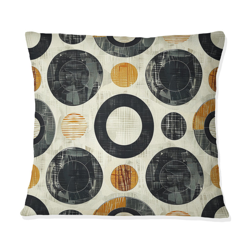Coussin Mid-Century noir rétro Mid-Century, H 18 po x l 18 po