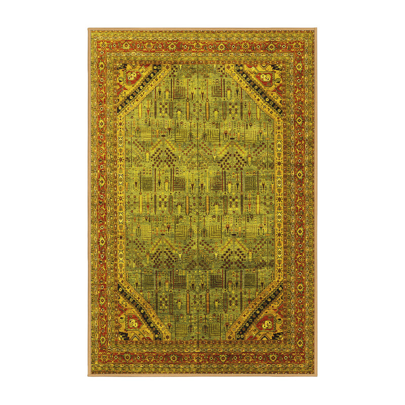 Tapis jaune Manuella Mid-Century Modern 1802, Rectangle 3 pi x 5 pi