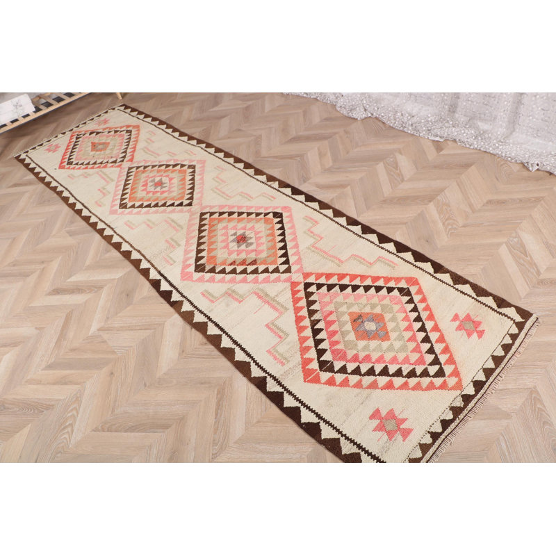 Tapis de style kilim turc rétro fabriqué à la main avec motif tribal géométrique pour décoration intérieure Boho
