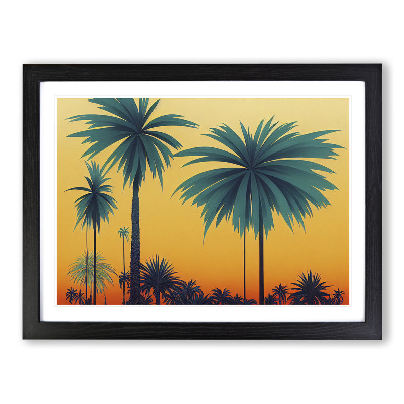 Picturesque Palm Trees 1 Piece Single Picture Frame Wall Art, 34cm H x 46cm W, Black