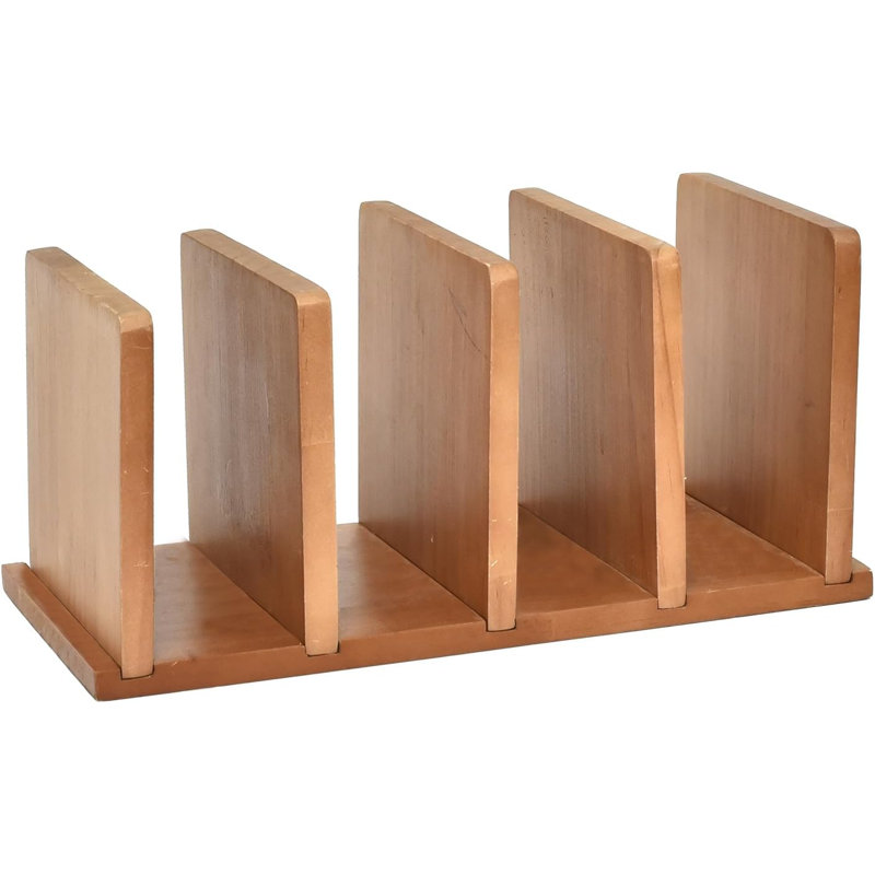 Organisateur de dossiers en bois, trieur de courrier à 4 fentes, 11,8 po x 5,7 po x 5,5 po, bois naturel