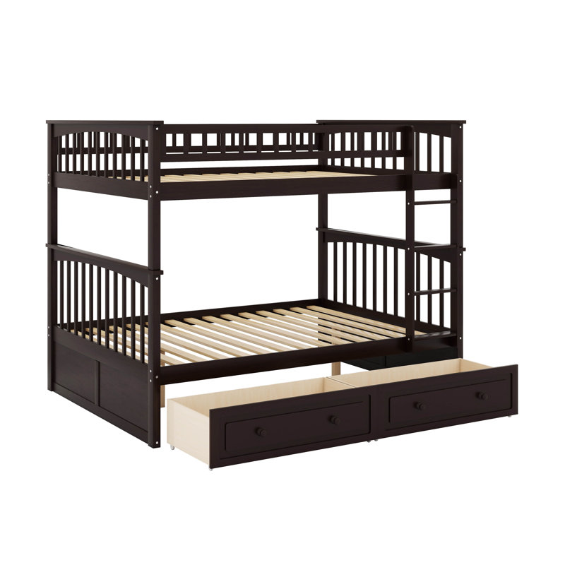 Full Over Full Bunk Bed With Drawers, Convertible Beds, Espresso