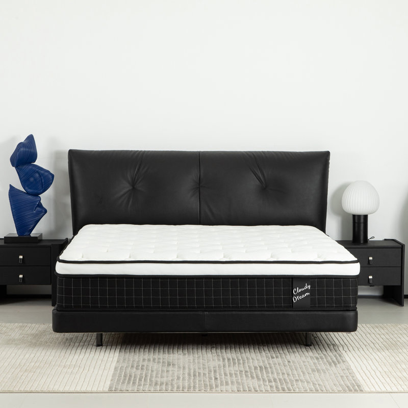 Housse pour lit simple à ressorts ensachés en mousse à mémoire de forme hybride KING Certipur-US Noir