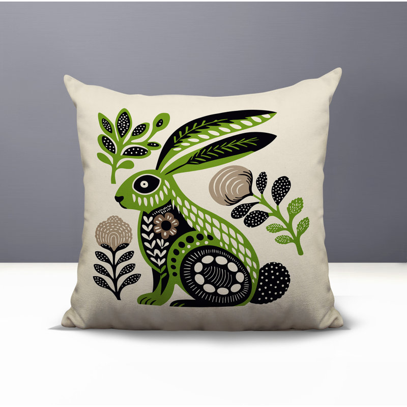 Coussin intérieur / extérieur Timi Rabbit, Chartreuse, Carré 17 po