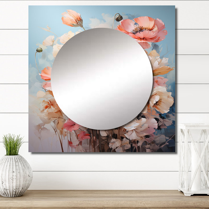Francessca - Miroir carré floral et botanique pour salle de bain, 36 po x 36 po
